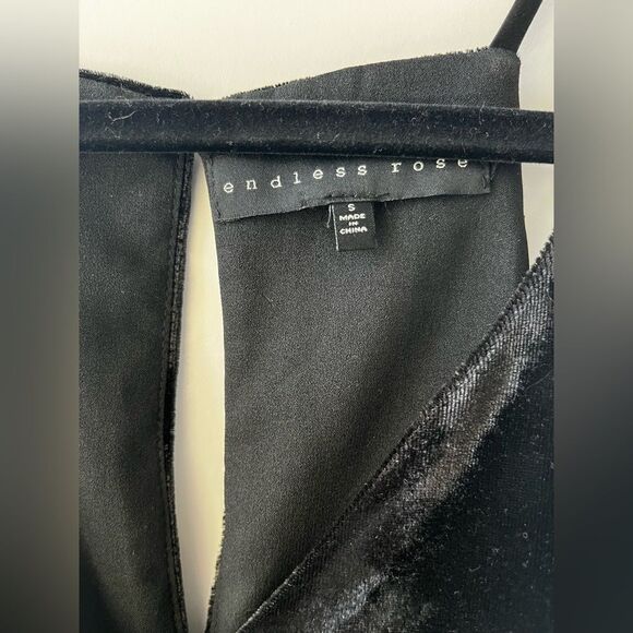 Endless Rose Black Velvet Cami with Crystal Embellishments Sz S - Picture 5 of 13